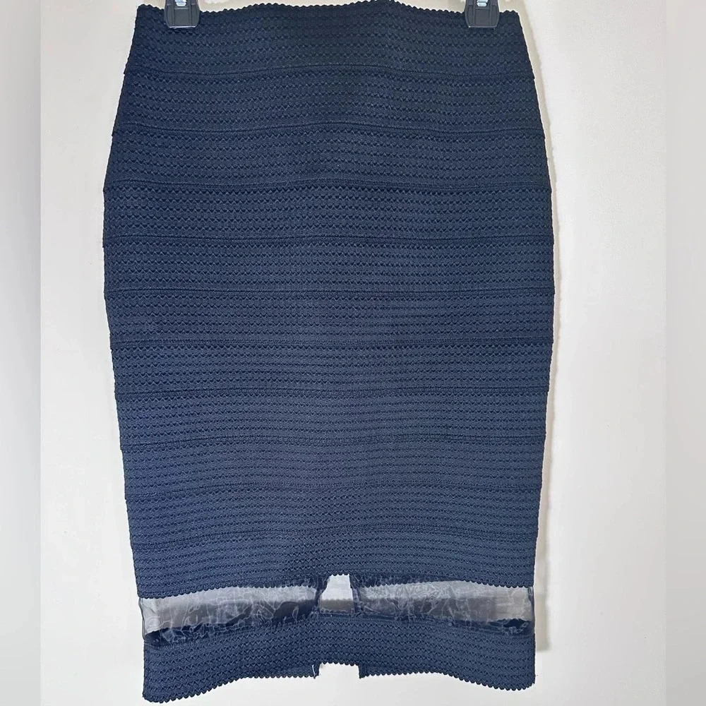 Express black pencil skirt mesh bottom business office work size Small